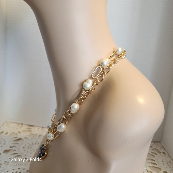 Talbots Gold and Pearl Necklace with Heart Pendant - Picture 10 of 14